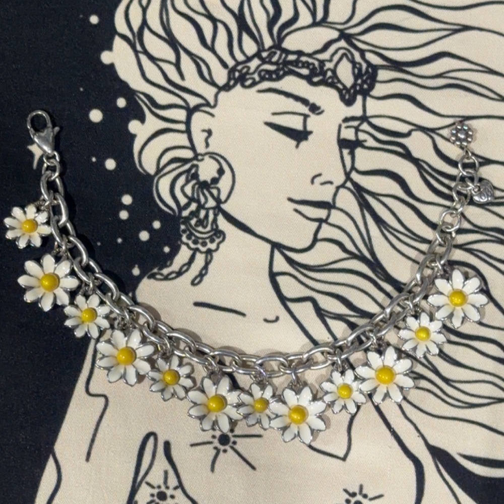 🌼 RARE BRIGHTON VINTAGE “Sunny Days” Daisy Charm Bracelet! Durable/High quality